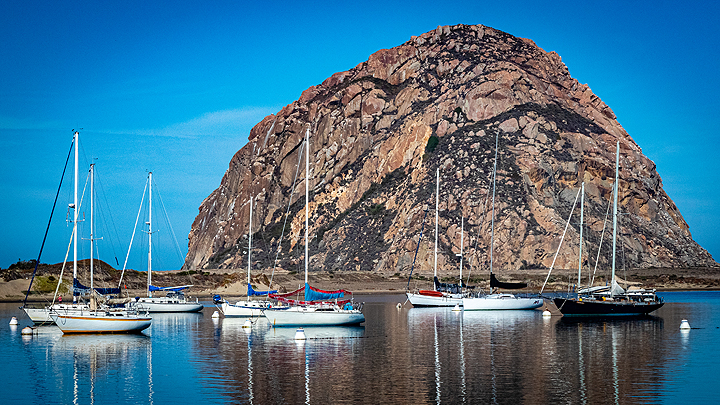 Morro Rock, sailboats